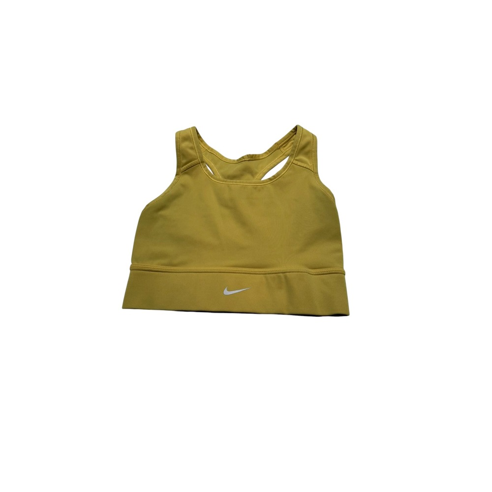 Nike Dri-FIT Womens Swoosh Medium Support Racerback Sports Bra Yellow Size Small